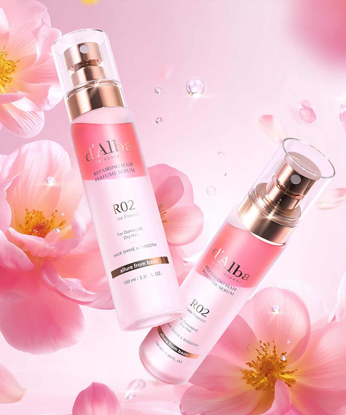 ヘアセラム ヘアオイル 100ml+100ml 2個セット 香水 ヘアケア ダメージ補修 保湿 パサつき 潤い ツヤ髪 ローズ フリージア 香り 韓国コスメ まとめ買い