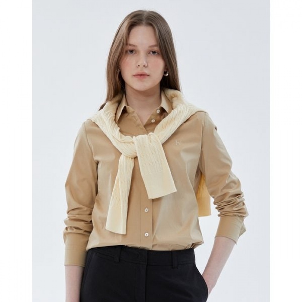 [24SS] [追加セール] ベージュスリムフィットスパンソリッドシャツHSSH4BC21I2