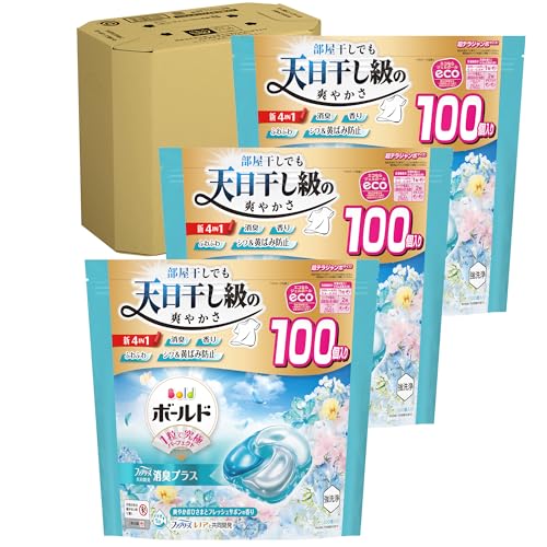 Bold ボールド 洗濯洗剤 ジェルボール 4in1 爽やかおひさまとフレッシュサボンの香り 詰め替え 100個ｘ3袋 [大容量] [ケース品]