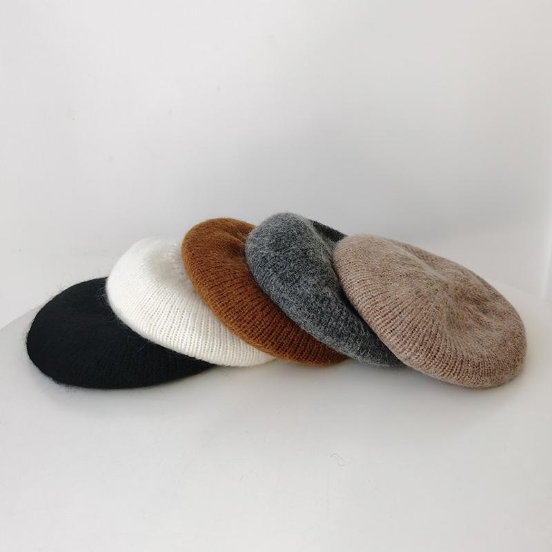 秋冬 コーデ レディース ファッション オシャレ アイテム カワイイ シンプル 大人カワイイ ソフト ウール ニット ベレー帽 韓国スタイル レトロ 画家帽子 ビッグ ヘッド