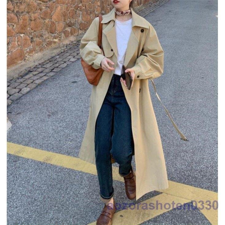 トレンチコート レディース スプリングコート ロング丈 アウター チェスター 秋 春 コート シンプ