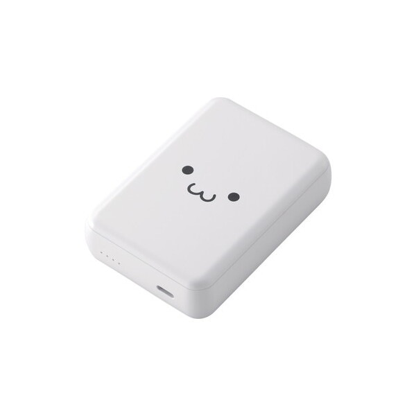 DE-C49-10000WF モバイルバッテリー 10000mAh 大容量 軽量 小型 15W C-Cケーブル付属 充電器 しろちゃん(ホワイト×ブラック) メーカー直送