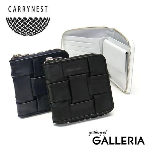 キャリーネスト 財布 CARRYNEST ラウンドファスナー 二つ折り 二つ折り財布 小銭入れ カード ミニ 小さい コンパクト レザー 革 本革 防水 メッシュ 大人 日本製 E ID NEST