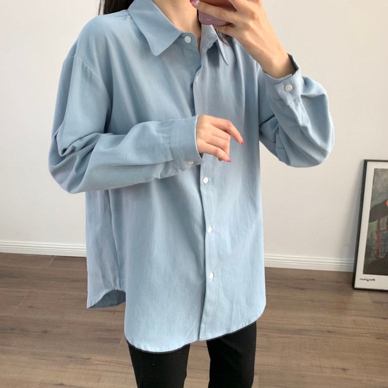 シャツ レディース 襟付き長袖シャツ ブラウス トップス 前開き コットンシャツ ドロップショルダー