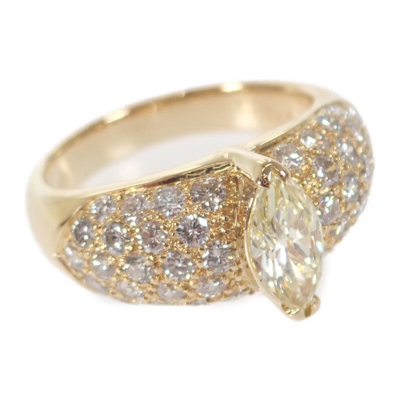 【no brand】デザイン ジュエリー マーキスカット リング K18イエローゴールド 13号 ダイヤモンド ダイヤモンド