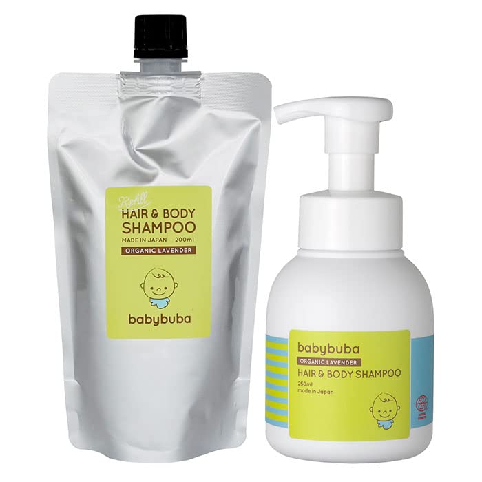 babybuba (ベビーブーバ) オーガニック ベビーシャンプー ヘア＆ボディ 泡タイプ ベビースキンケア 全身 リラックス効果 日本産 (新生児から使える)
