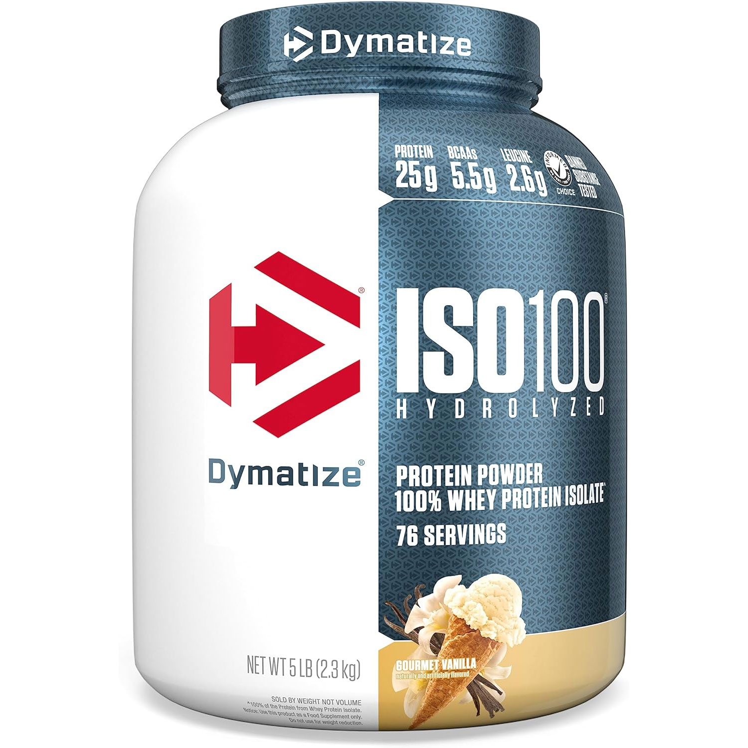Dymatize, ISO100加水分解ホエイ100%のプロテインアイソレートグルメバニラ5 lbs (2.3 kg)
