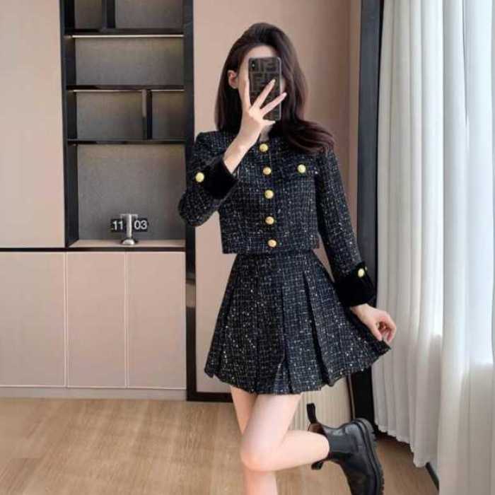 きれいめ レディースファッション ツィード セットアップ レディース S M L XL