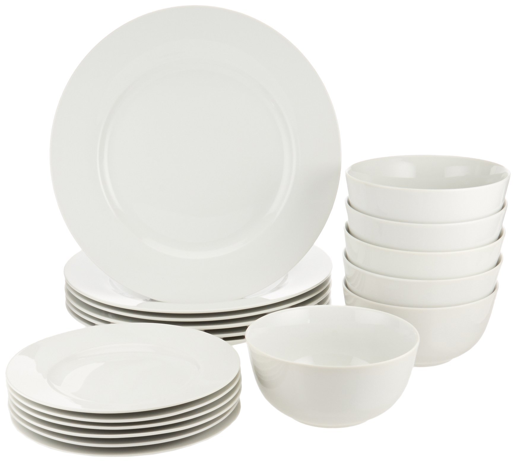 Amazonベーシック 食器セット キッチン用(皿&ボウル 6人分)ホワイト 18点セット