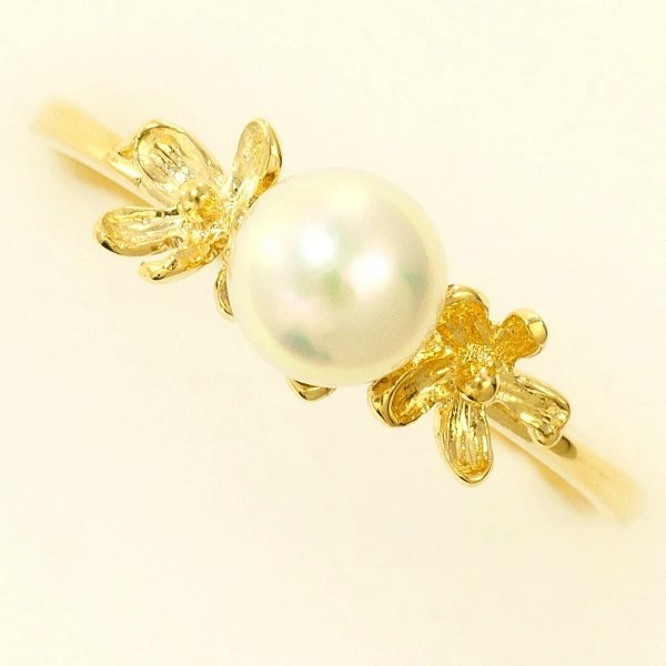 K18 18金 YG リング 指輪 11号 パール(真珠) 約5mm ジュエリー 中古