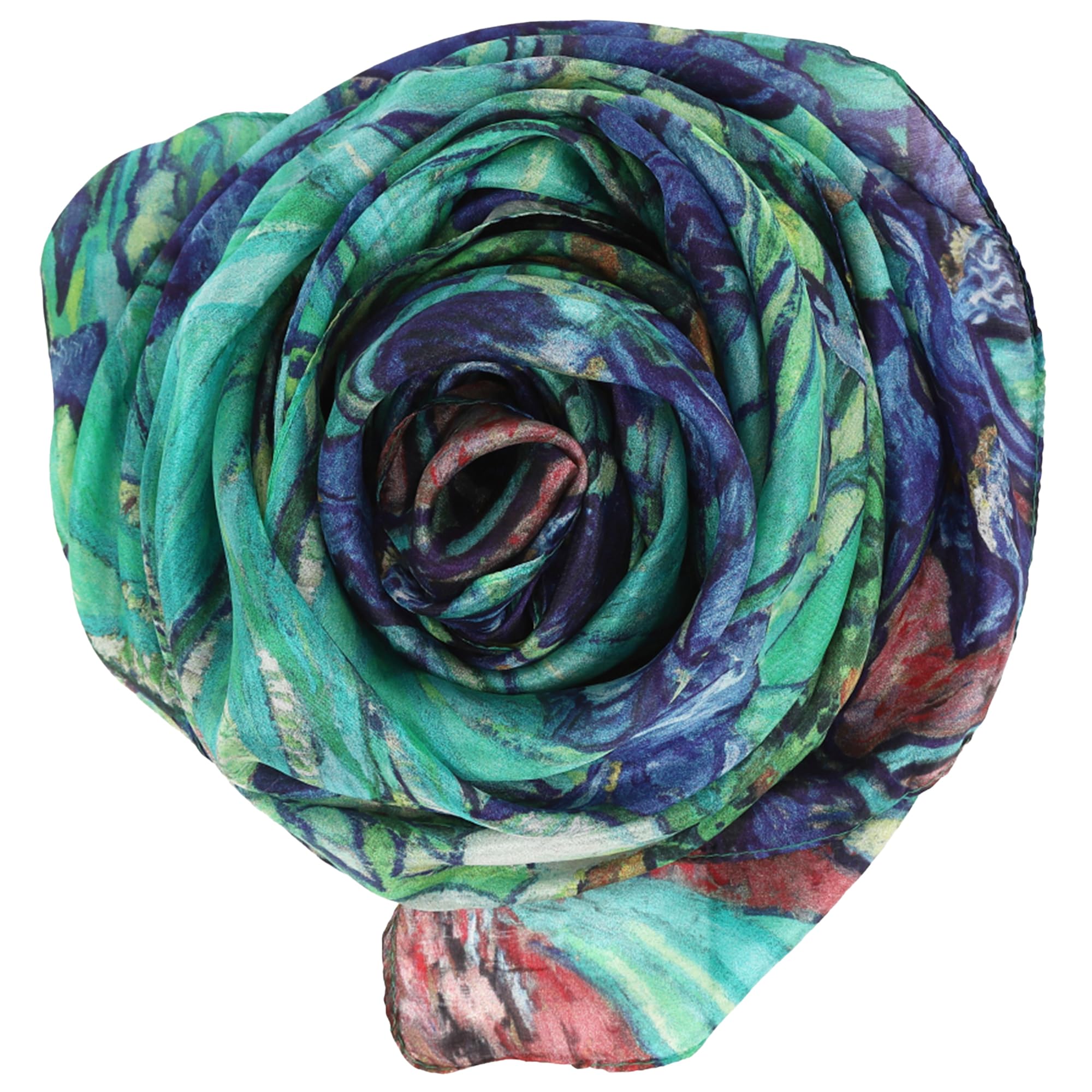 [Anemos] シルク 100％ 印象派 フィンセント・ファン・ゴッホ アイリス シフォンシルク 大判 名画 ストール ギフト