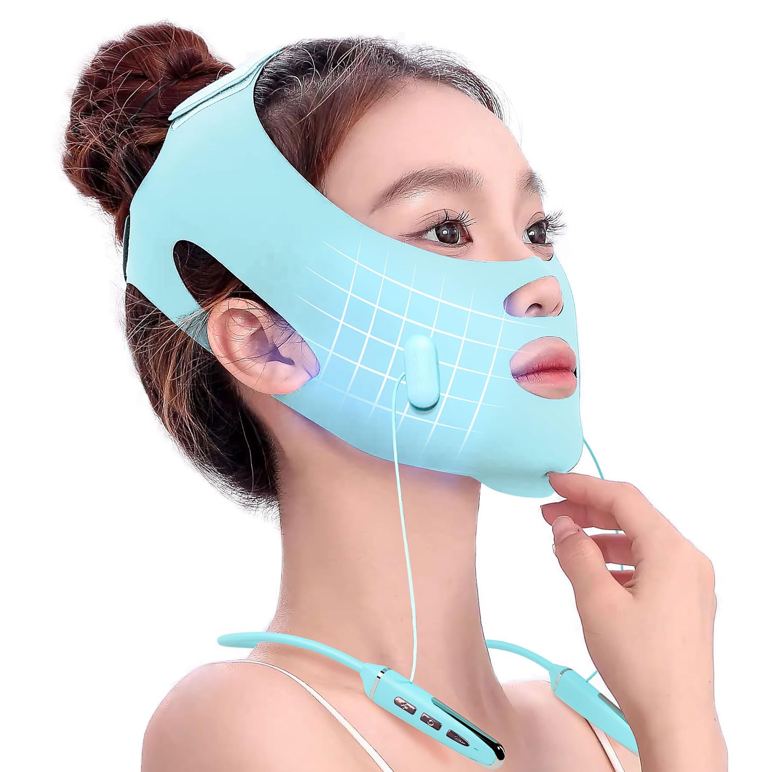 美顔器 EMS 首掛け フェイスベルト V顔ベルト 5段階 4機能モード 自宅エステ 美容家電 通気性 高弾性 セルフ美容 男女共有 21904