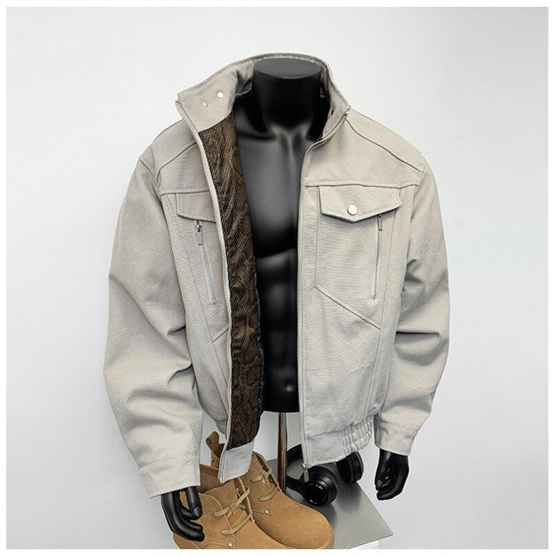 春の新しいヘビイヤーリミテッドマウンテンパイソンジャケットヘビーショートワークジャケットメンズファッションデザイントップトレンド 5,637円