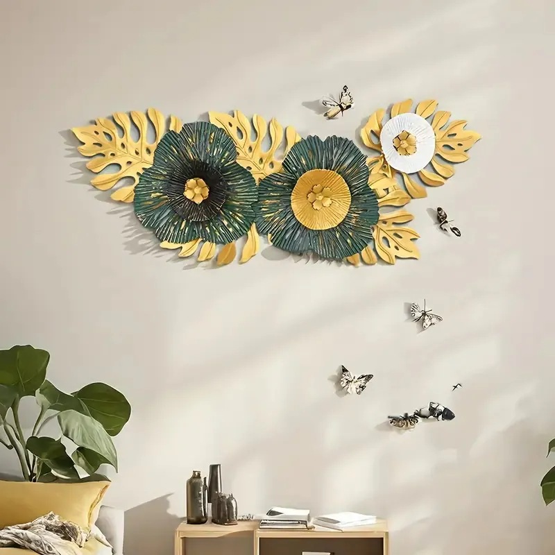 ウォールアート 壁飾り ノルディック風 ホローデザイン メタル アイアン オーナメント お洒落 リビング 寝室 エレガント ゴールド シンプル オフィス 4-7