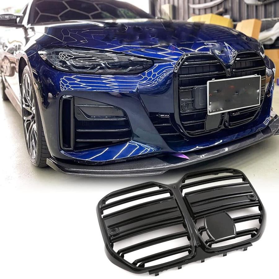 フロントグリル 用 BMW 4 シリーズ G26 2021-2022 420i 430i 440i ハッチバック 4 ドア交換スタイル光沢ブラック自動バンパーキドニーグリルカバーボディキット