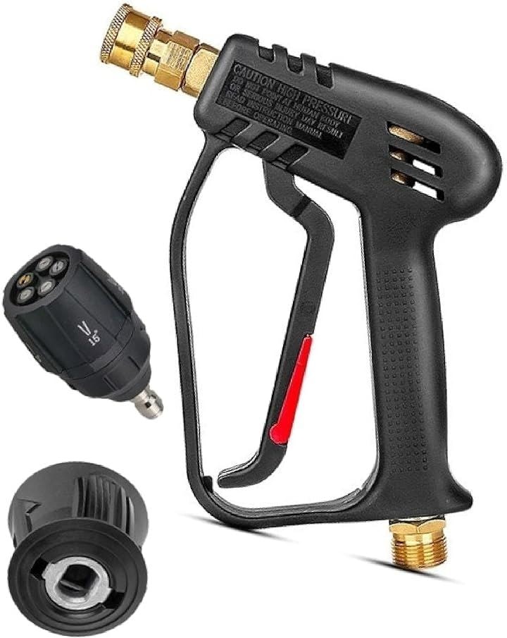 互換品 ケルヒャー用 ショートガン ノズル 5段階マルチノズル 回転式 洗車 高圧洗浄機 K MINI K2 K3 K4 K5 K6 K7( ブラック(ガン+5段階マルチノズルa))
