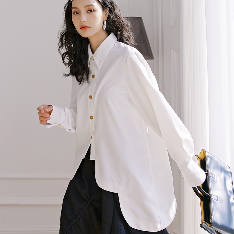 スカラップデザイン ブラウス 白 個性的 韓国 レディース オルチャン トップス 袖あり 長袖 かわいい 大人可愛い きれいめ シンプル 大人 上品 おしゃれ お洒落 大人可愛い 大人女子 8,191円