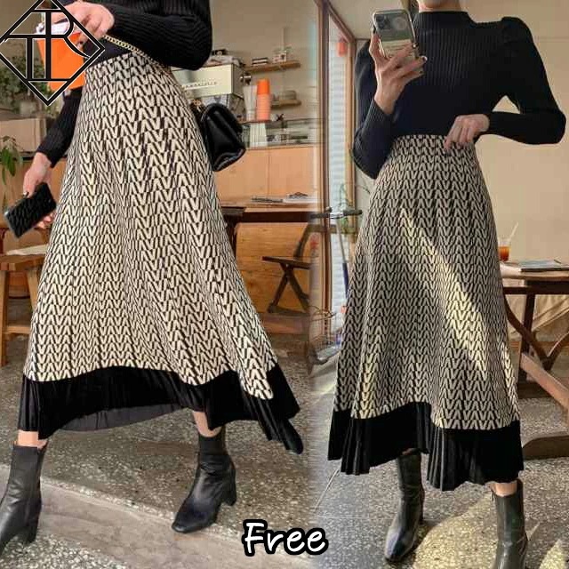 ２点で13o円OFF！【即納】スカート レディース ボトム 大きいサイズ 大人 スカート ロング Aラインスカート 幾何学模様 プリーツ キレイめ ナチュラル お洒落 可愛い SNS映え 新作 人気