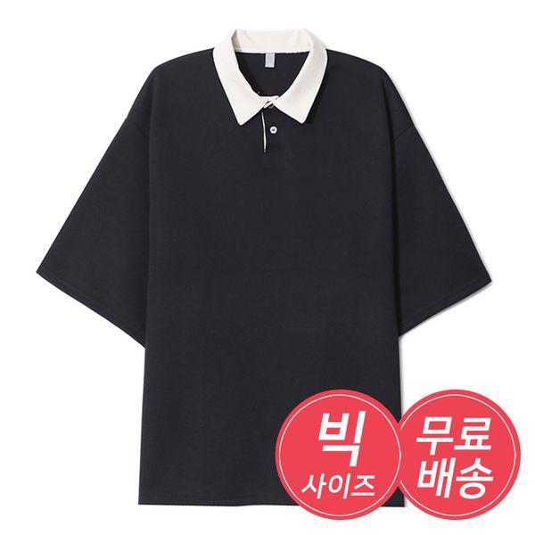 メンズオーバーフィットソリッドPKカラーネック半袖Tシャツ AC KAH Q006_P417756834