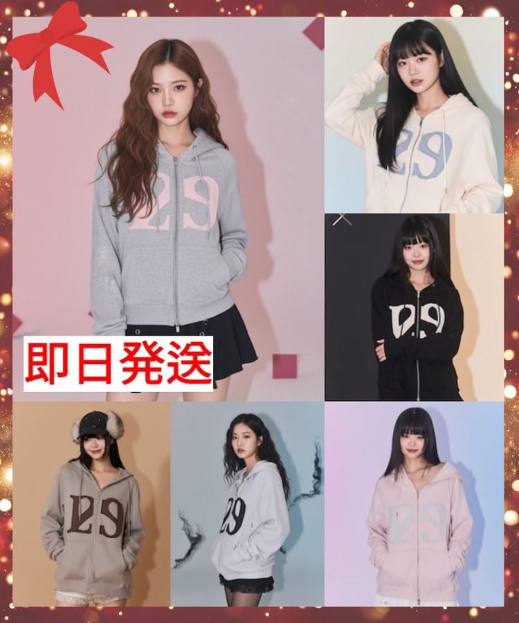 美品 ILLIGO フードパーカー ライトピンク Lサイズ　韓国 MUSINSA公式 | ILLIGO 129 ロゴパッチ フードパーカー ライトピンク