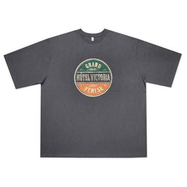 男女共用 ビクトリア ラウンド 半袖 Tシャツ OF-TSH-Q006-チャコール