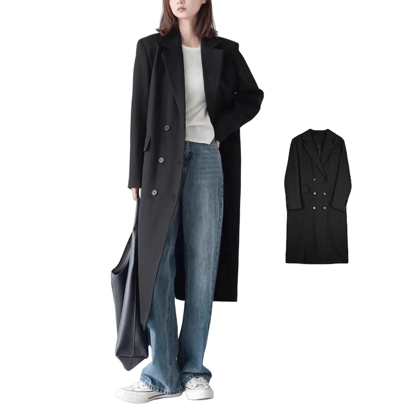 トレンチコート レディース ブレザー レディース コート ロング丈 长袖 ロングアウター 無地 ゆったり 落ち感 重ね着 カジュアル 4色展開 ファッション春秋 M-XL