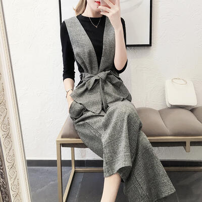 冬 パンツ オフィス グレー レディース セット 30代 50代 カジュアル セットアップ ウエストリボン お出かけ 薄手アウター 秋 かっこいい 40代 20代 ブラック ジレ