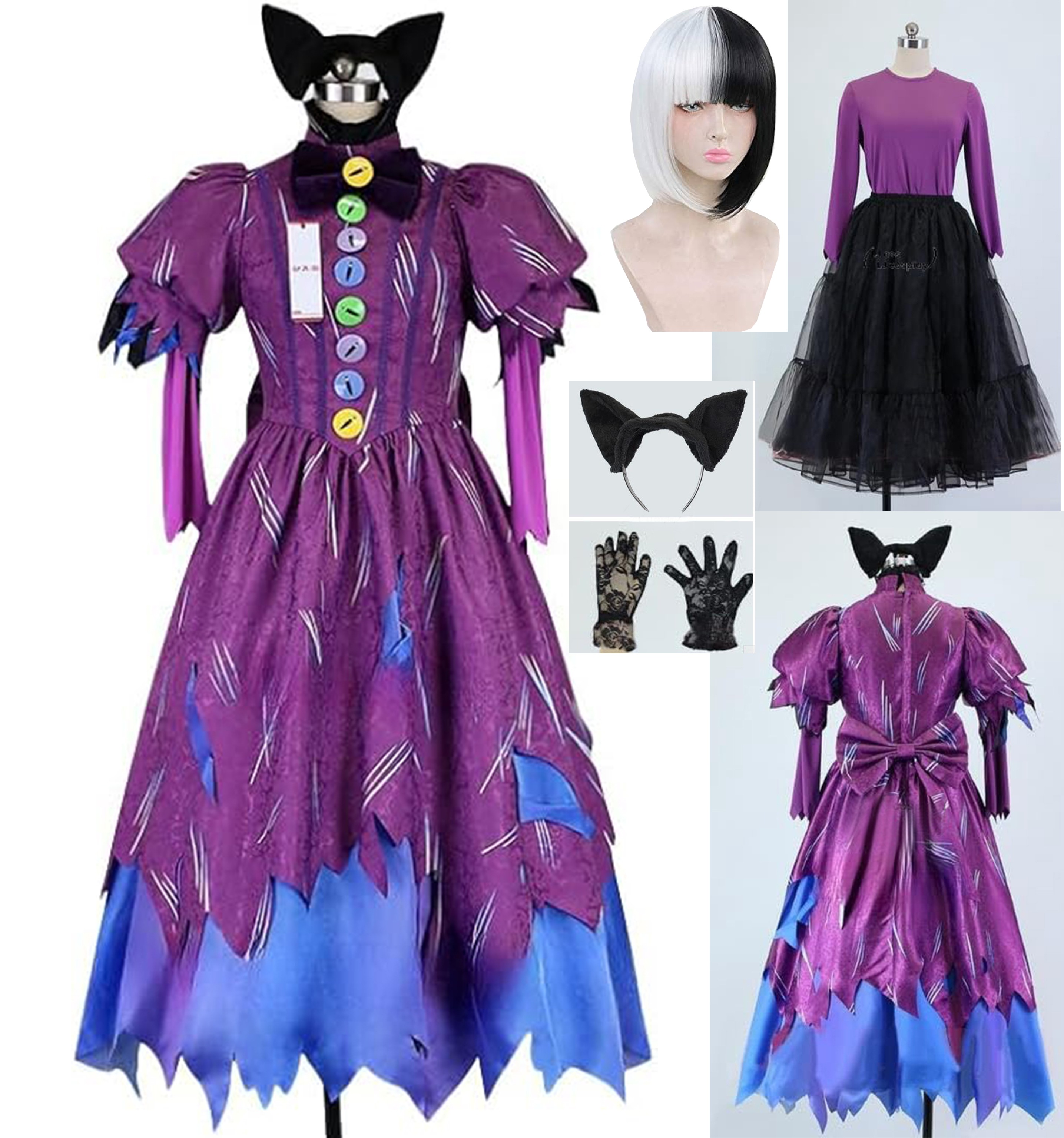 一部在庫あり コスプレ 衣装 ディズニー TDLスプーキーBoo!パレード2018 女性ダンサー 猫さん コスプレ衣装 遊園地 大人 撮影 ハロウィン 衣装＋手袋＋カチューシャ ウィッグ 追加可