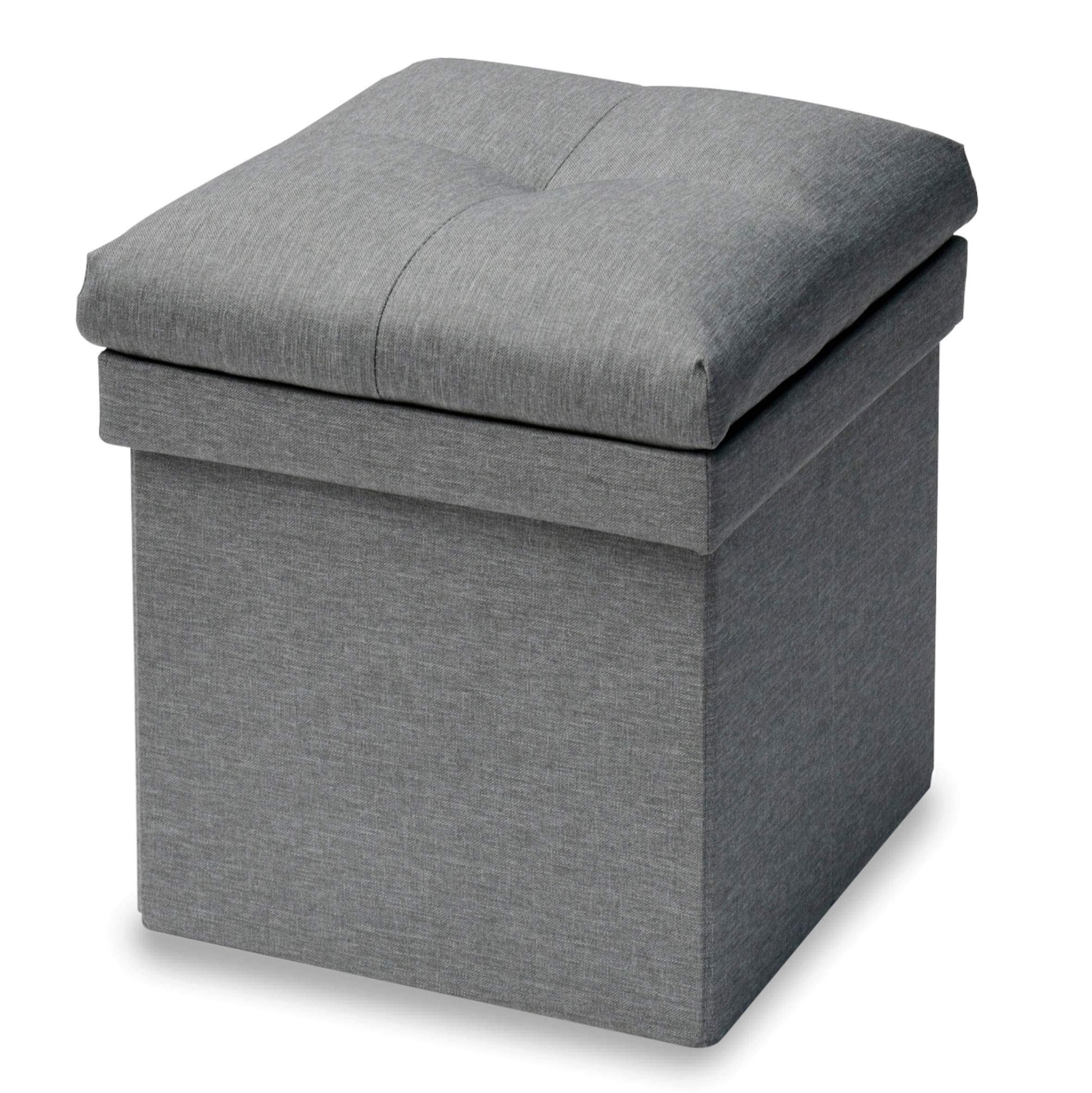 [山善] 収納スツール テーブル付き 座面が座布団にもなる 折りたためる オットマン 収納ボックス 椅子幅38×奥行38×高さ44cm かんたん組立 ライトグレー JLS-38Z(LGY)