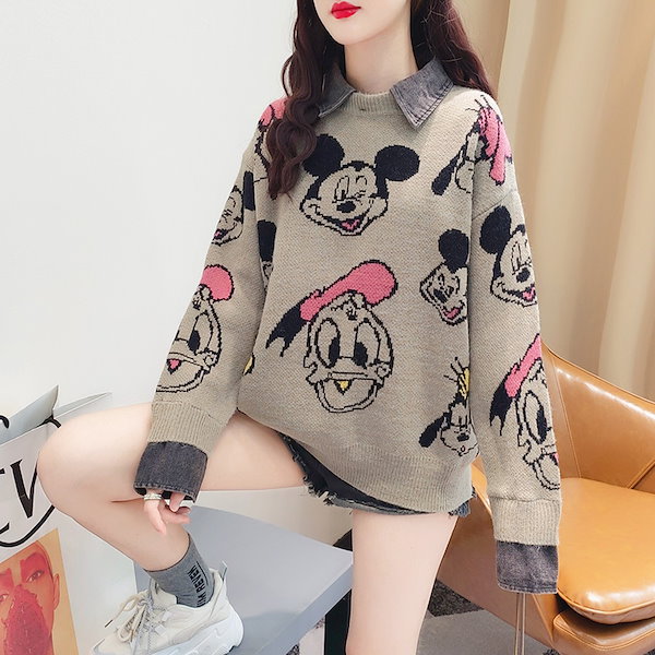 セーター 韓国ファッション ミッキー コート トップス ファションディズニー