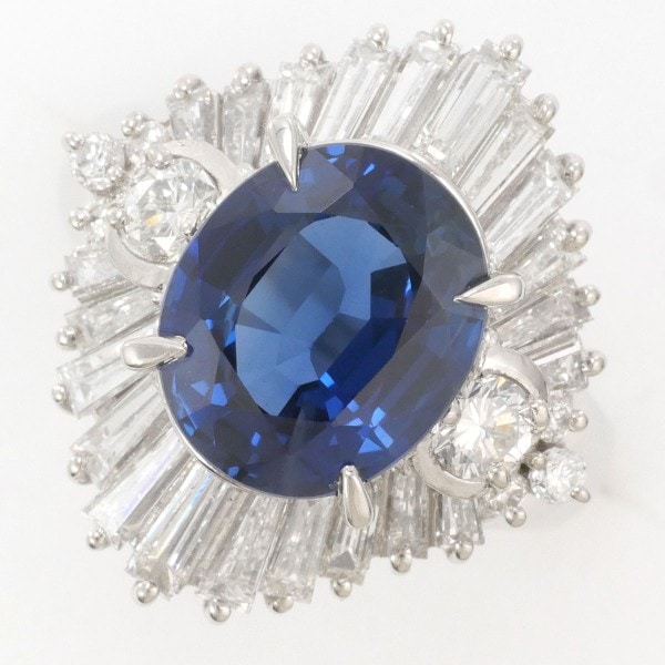 PT900 プラチナ リング 12号 サファイア 4.60 ダイヤ 1.01 カード鑑別書 中古