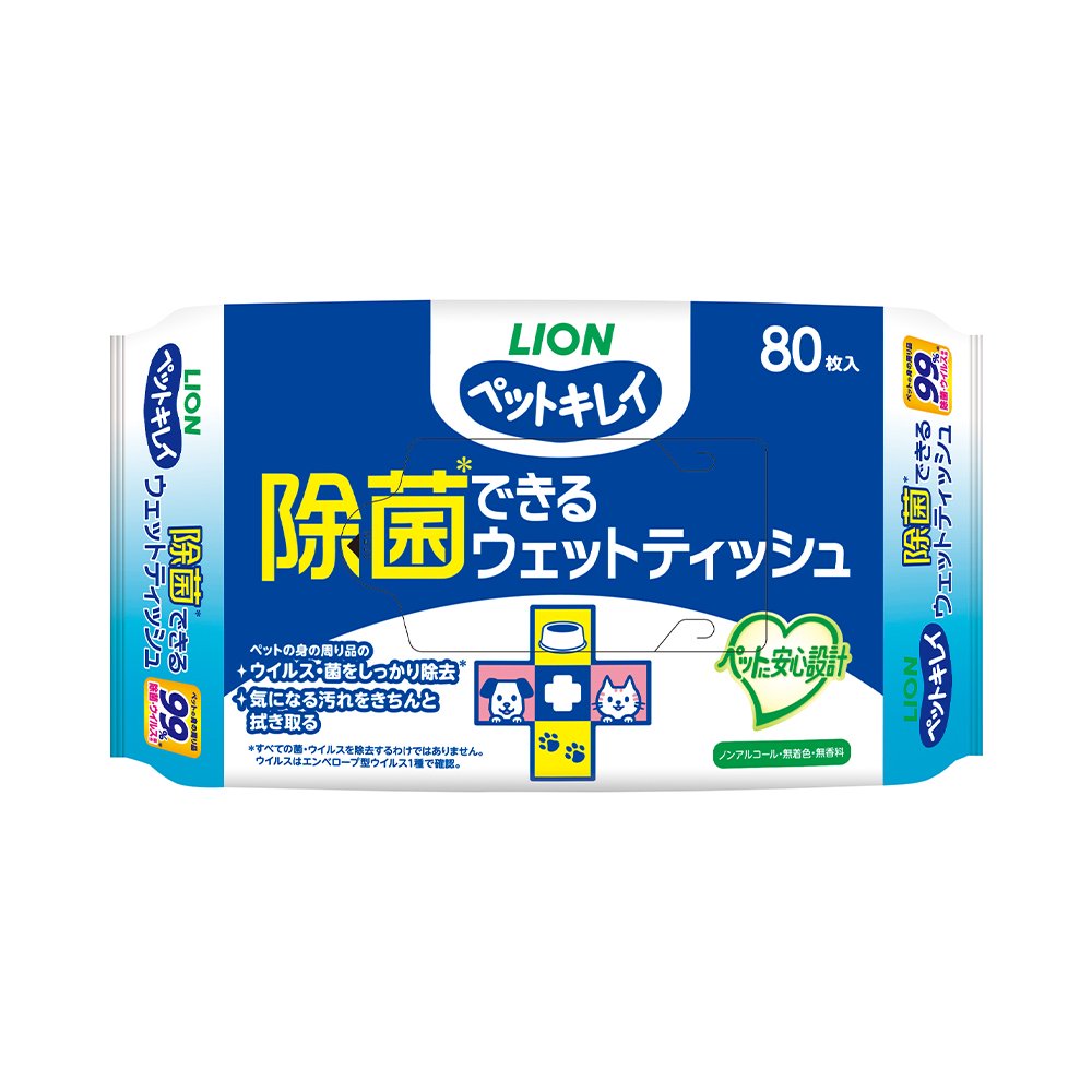 ペットキレイ　除菌できるウェットティッシュ　８０枚X２４袋　ノンアルコール　無香料　ＣＲＣ30―47―80―00―00