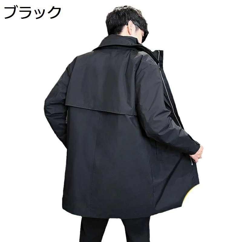 ダウンジャケット ミドルロング丈 メンズ トレンチ風 ロングダウンコート 無地 ステンカラー アウター 秋冬 保温ウェア 厚手 着膨れせず 防寒服 男性用 デザイン性 吸湿発熱 アウトウェア