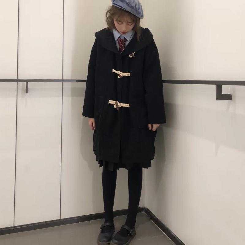 プレゼントフード 彼女 娘 通学 女性 無地 かわいい フード付き 通勤 学校 学生 防寒 保温 オーバー ダッフルコート 冬 コート