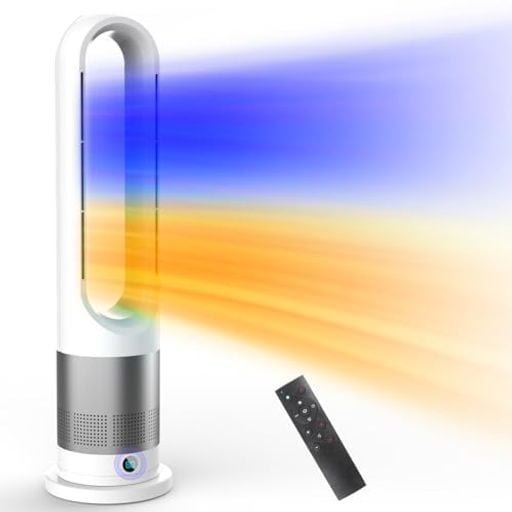 【2024新登場】セラミックヒーター【冷暖兼用・羽根なし 】 暖房器具 省エネ 電気 ファンヒーター 3段階温風&8段階送風 DCモーター 100首振り 9Hタイマー 強風&微風&静音モード 大風量