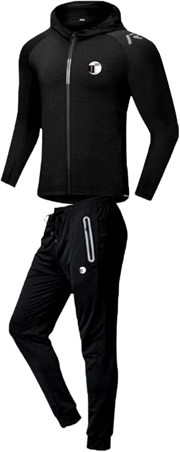 ジャージ 上下 セット メンズ レディース ランニングウェア スポーツウェア パーカー (ブラック, 2XL)