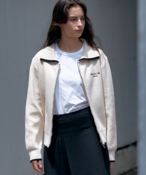 DEPOUNDカラージップアップカーディガン (アイボリー)