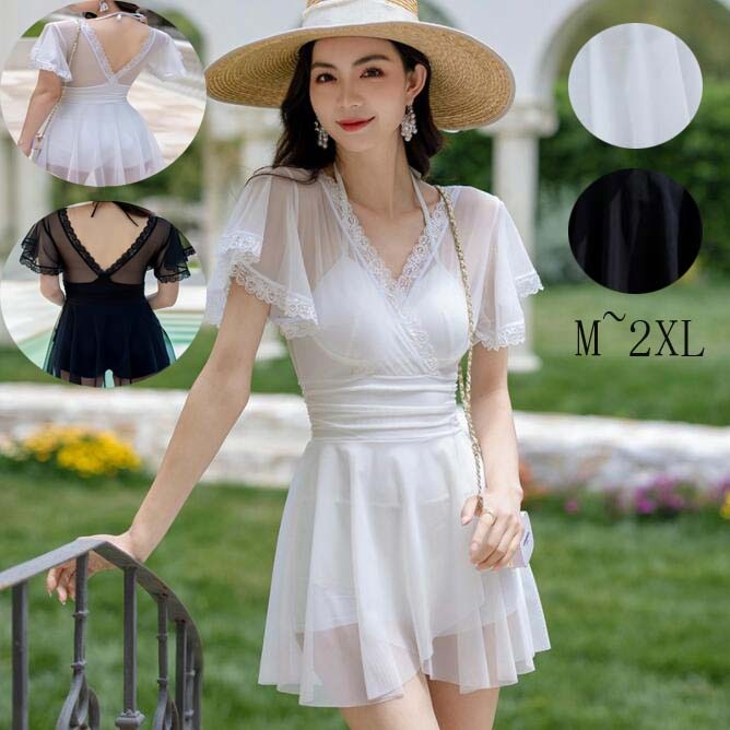 送料無料 袖あり ワンピース 水着 Vネック 韓国風 オールインワン ショットパンツ ビキニ 小胸 美胸 レディース ミズギ 大きサイズ みずぎ 体型カバー パッド付き 女性用水着 タンキニ ママ 体 4,759円