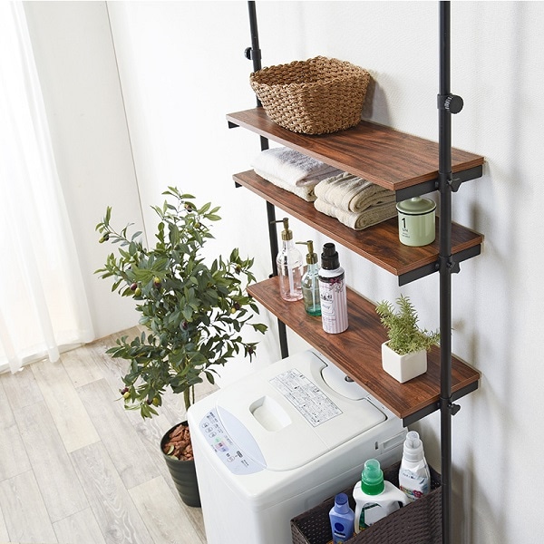 【北欧テイスト】洗濯機上の空間を有効活用 突っ張り 洗濯機ラック トイレラック 収納 省スペース 調節可能 幅70cm 洗剤置き ランドリーラック