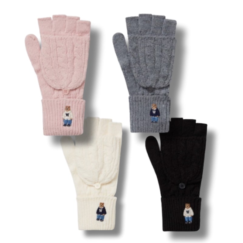 [4つのオプション] Steve Cable 2-way Gloves ベーシック 女性 ウール 冬 可愛い 手袋