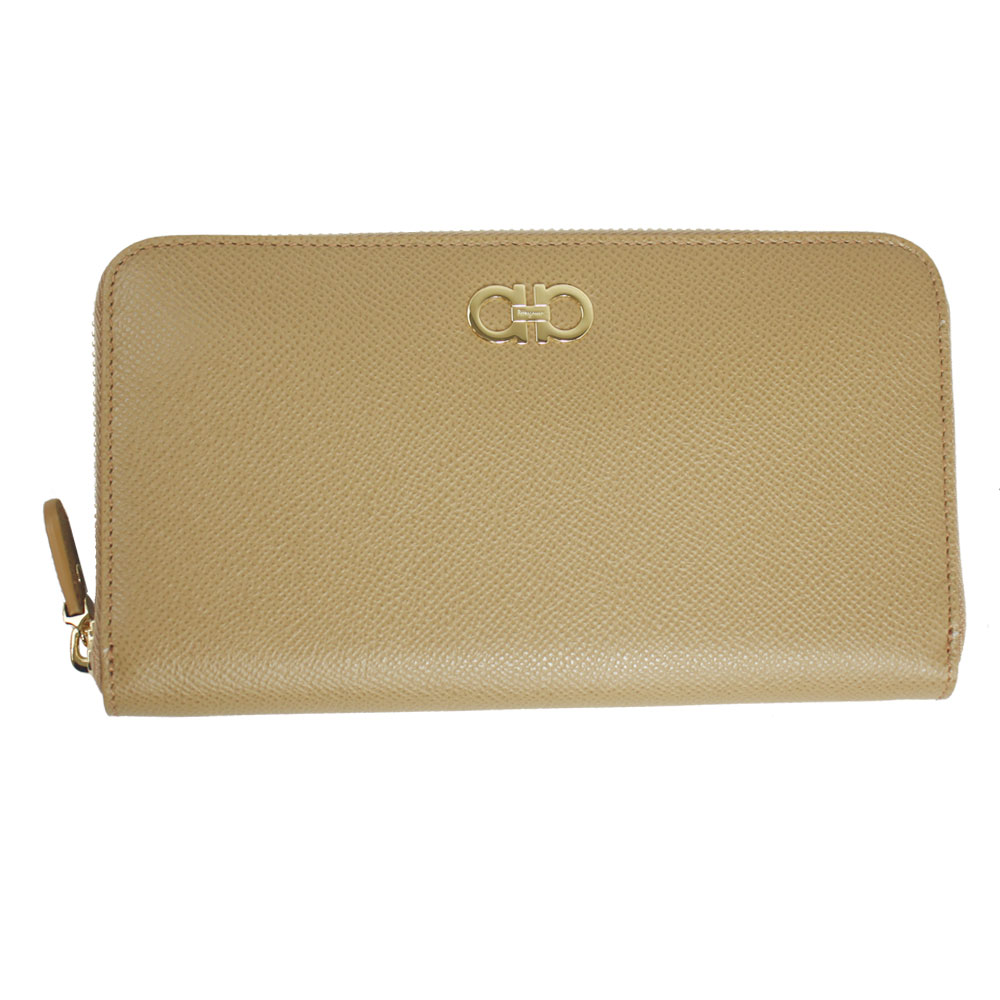 ラウンドファスナー長財布 ガンチーニ レザー キャメル 22-0009 0753038