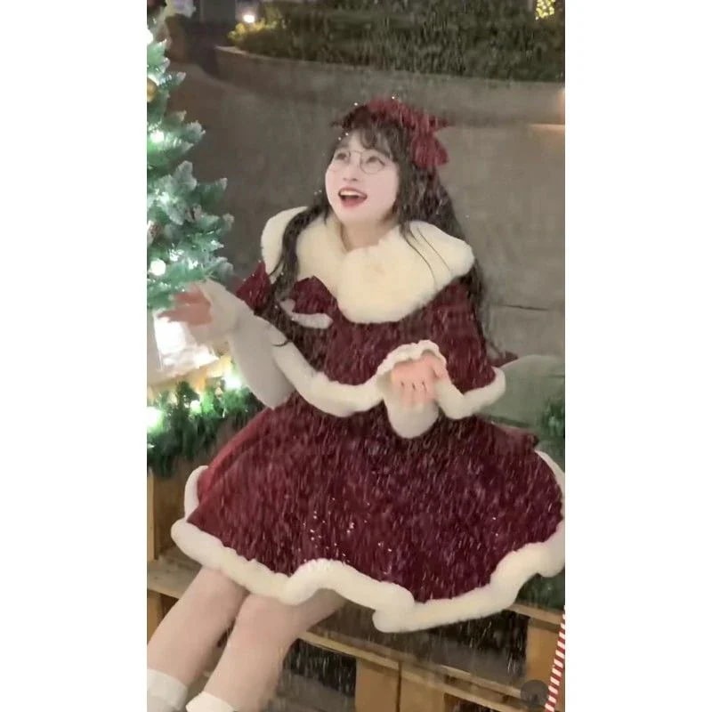 人気クリスマス衣装 仮装 サンタクロース パーティードレス コスプレドレス サンタ ロリータストール ワンピース コスプレ セクシー クリスマスパーティー衣装 セットアップ レディースパーティーイ