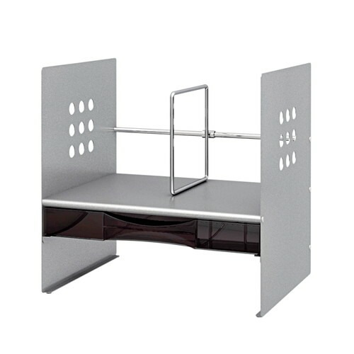 ブックスタンド H型 ケース付 間口32.6cm シルバー BS-325HC