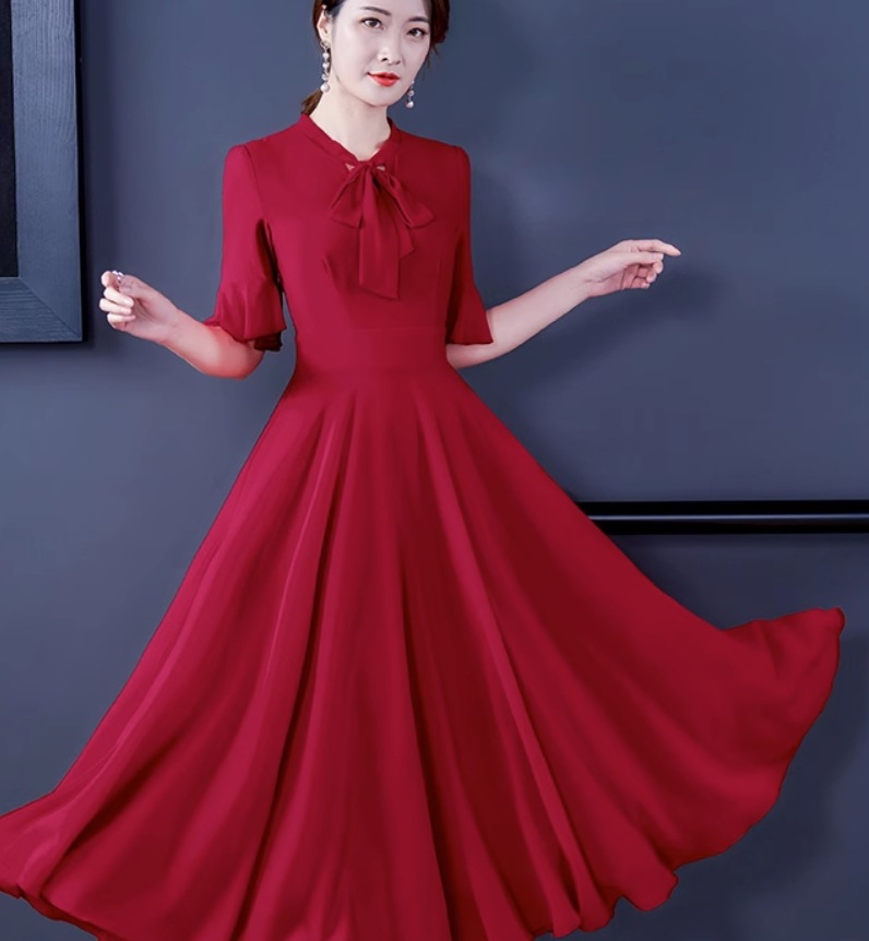ワンピース デート モテアイテム フレアワンピース ロング丈 リボン シフォン 大人可愛い きれいめ 上品 おしゃれ かっこいい 大人可愛い ラブリー キュート ガーリー クール モード系 セクシー