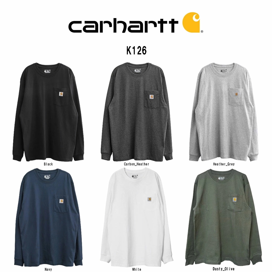 Carhartt Tシャツ 長袖 ロンT ポケット ポケT ワークウェア ルーズフィット オーバーサイズ シンプル ワンポイント メンズ K126