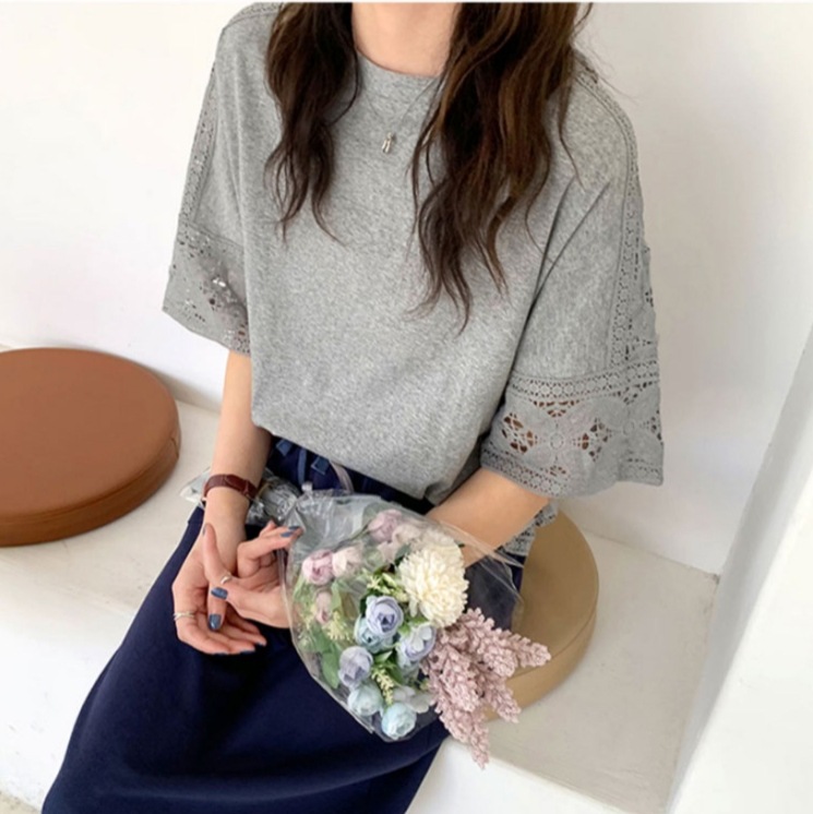ゆる袖Tシャツ レース半袖トップス 夏カジュアルシャツ ラウンドネックトップス トップス Tシャツ シャツ プルオーバー 袖あり 半袖 5分袖 五分袖 Uネック ラウンドネック スリム ストレート 9,463円