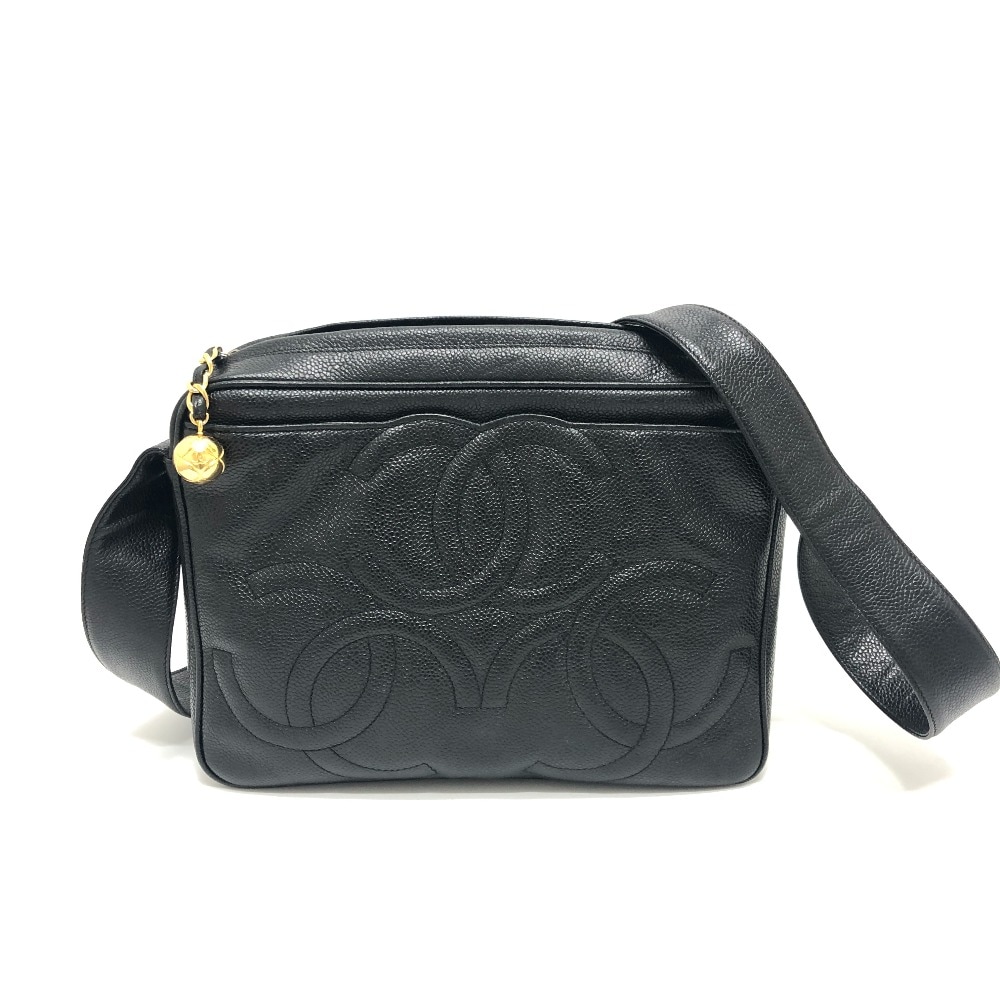 ショルダーバッグ A04633 トリプルココ ショルダーバック カバン バック キャビアスキン ブラック