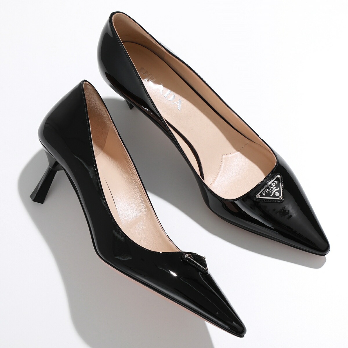 PRADA プラダ パンプス 1I154N 069 レディース パテントレザー エナメル トライアングルロゴ ポインテッドトゥ シューズ 靴 F0002/NERO