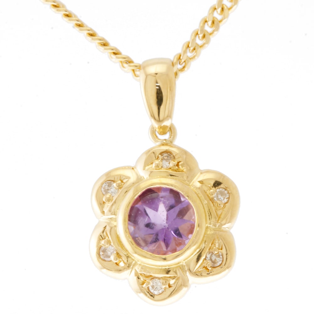 ネックレス 18金 K18イエローゴールド アメジスト 中古 美品
