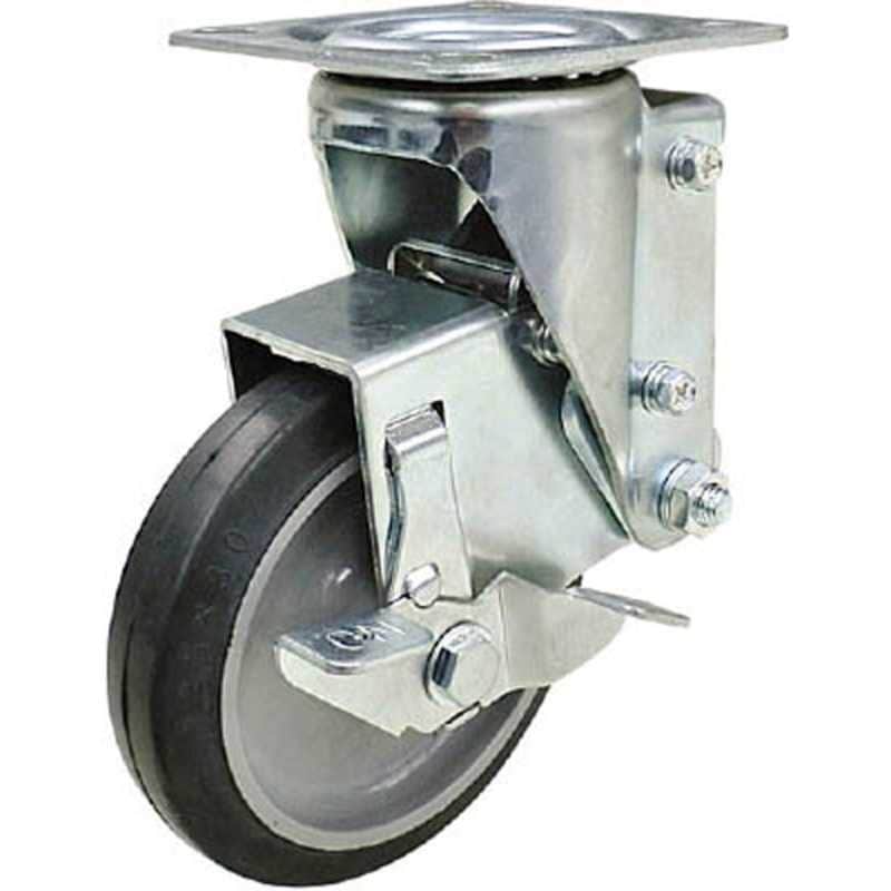 ユーエイキャスター　クッションキャスター 125径 自在車 ストッパー付 ゴム車輪　SHSKYS125NRBDS30